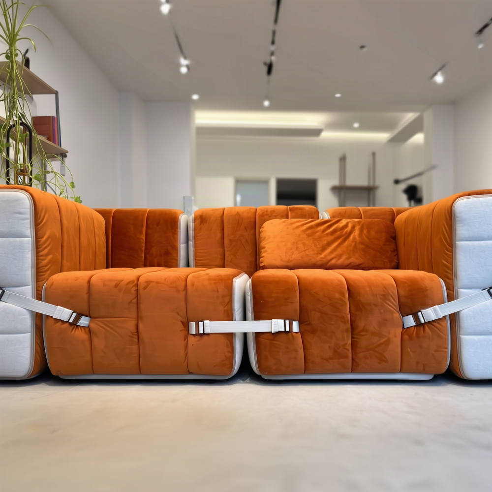 Curt artículo de exposición – sofá modular con cojín en Barcelona Russet (rojo) y Jet 9110 (gris / beige) – 7 módulos - Imagen 3