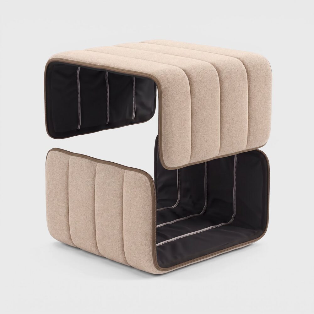 Curt-Funda Dama 0029 (beige / gris) – funda desmontable de lana para el Curt-Módulo