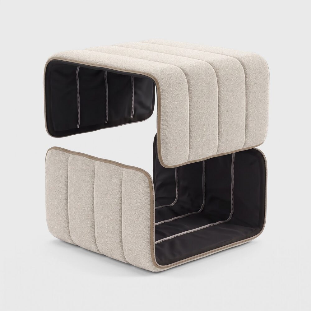 Curt Cover Sera Calla (white / beige) – removable bouclé cover for the Curt module