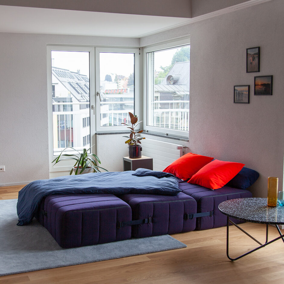 Curt Set 6 flach gelegt als Gästebett, rund 204 × 136 cm