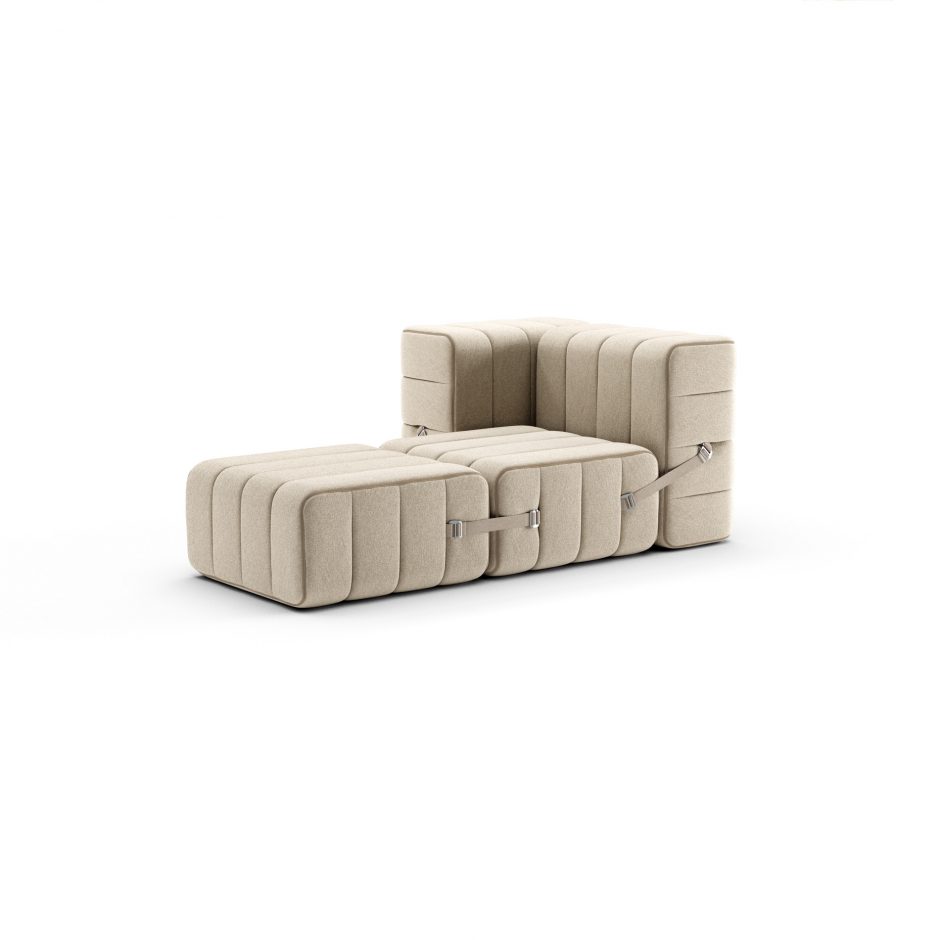 Modulares 2-Sitzer Sofa Curt im Stoff Jet in der Farbe Beige  Side – Set aus 4 Modulen