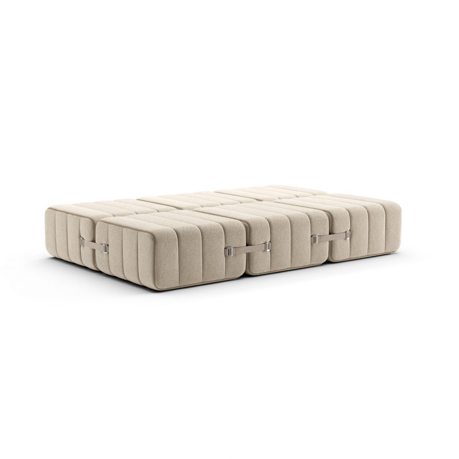 Curt Moldulares Sofa mit Schlaffunktion im Stoff Jet in der Farbe Beige  Side – Set aus 6 Modulen