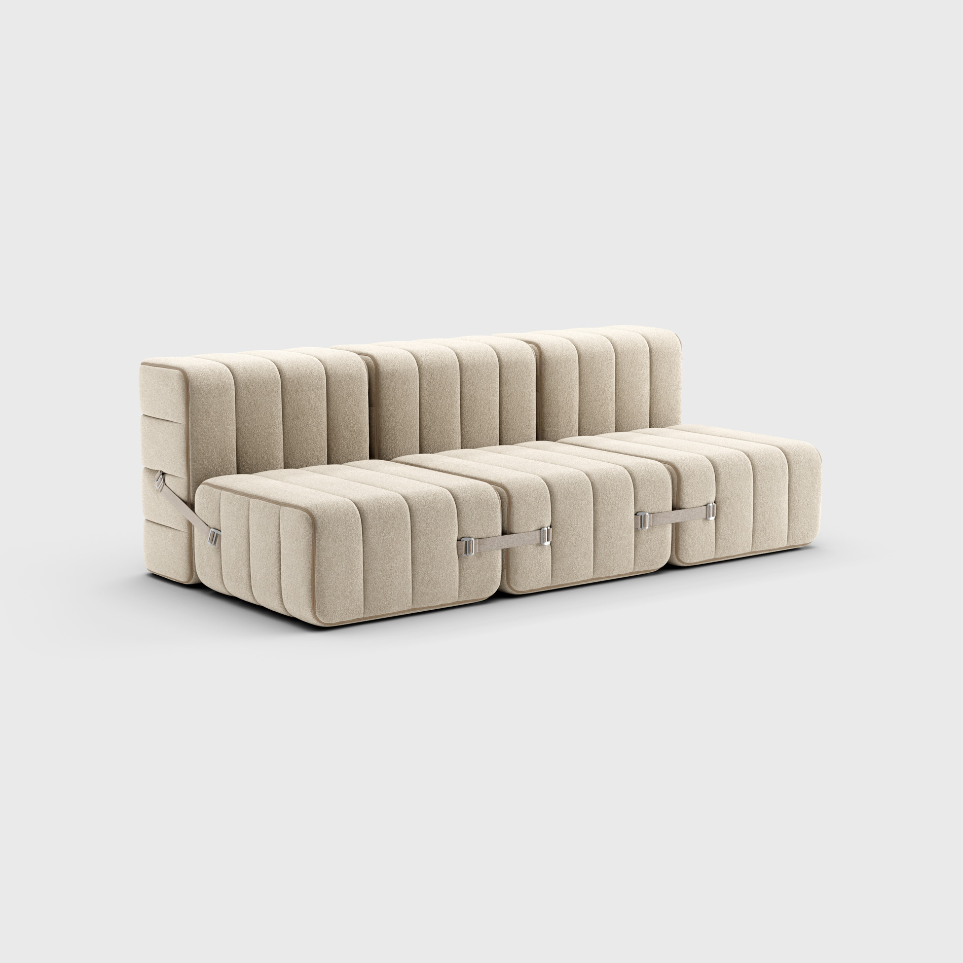 Curt Moldulares Sofa mit Schlaffunktion im Stoff Jet in der Farbe Beige  Side – Set aus 6 Modulen