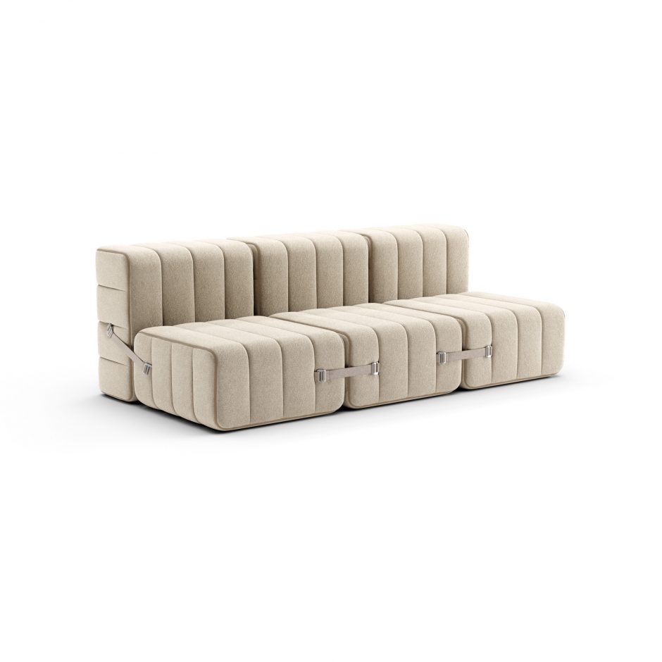 Curt Moldulares Sofa mit Schlaffunktion im Stoff Jet in der Farbe Beige  Side – Set aus 6 Modulen