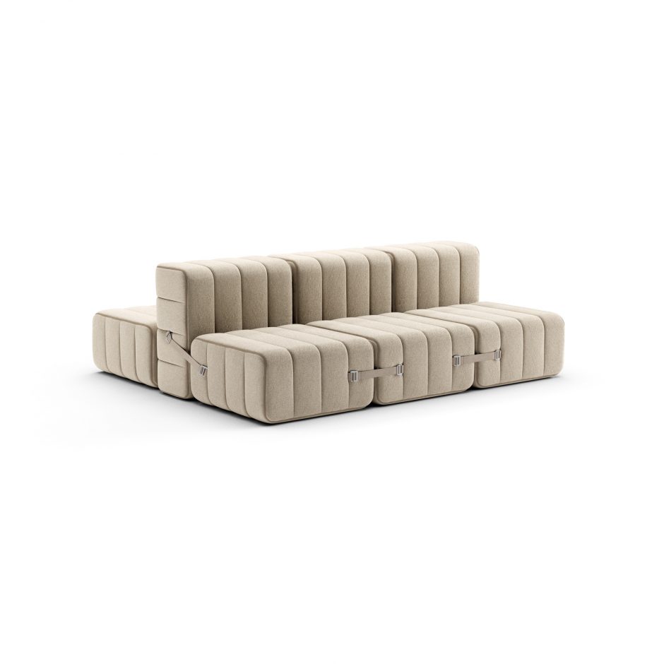 Modulares 3-Sitzer Sofa Curt im Stoff Jet in der Farbe Beige  Side – Set aus 9 Modulen