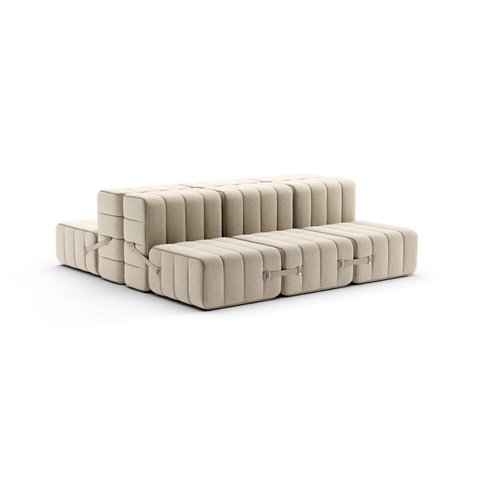 Modulares Ecksofa Curt im Stoff Jet in der Farbe Beige  Side – Set aus 12 Modulen