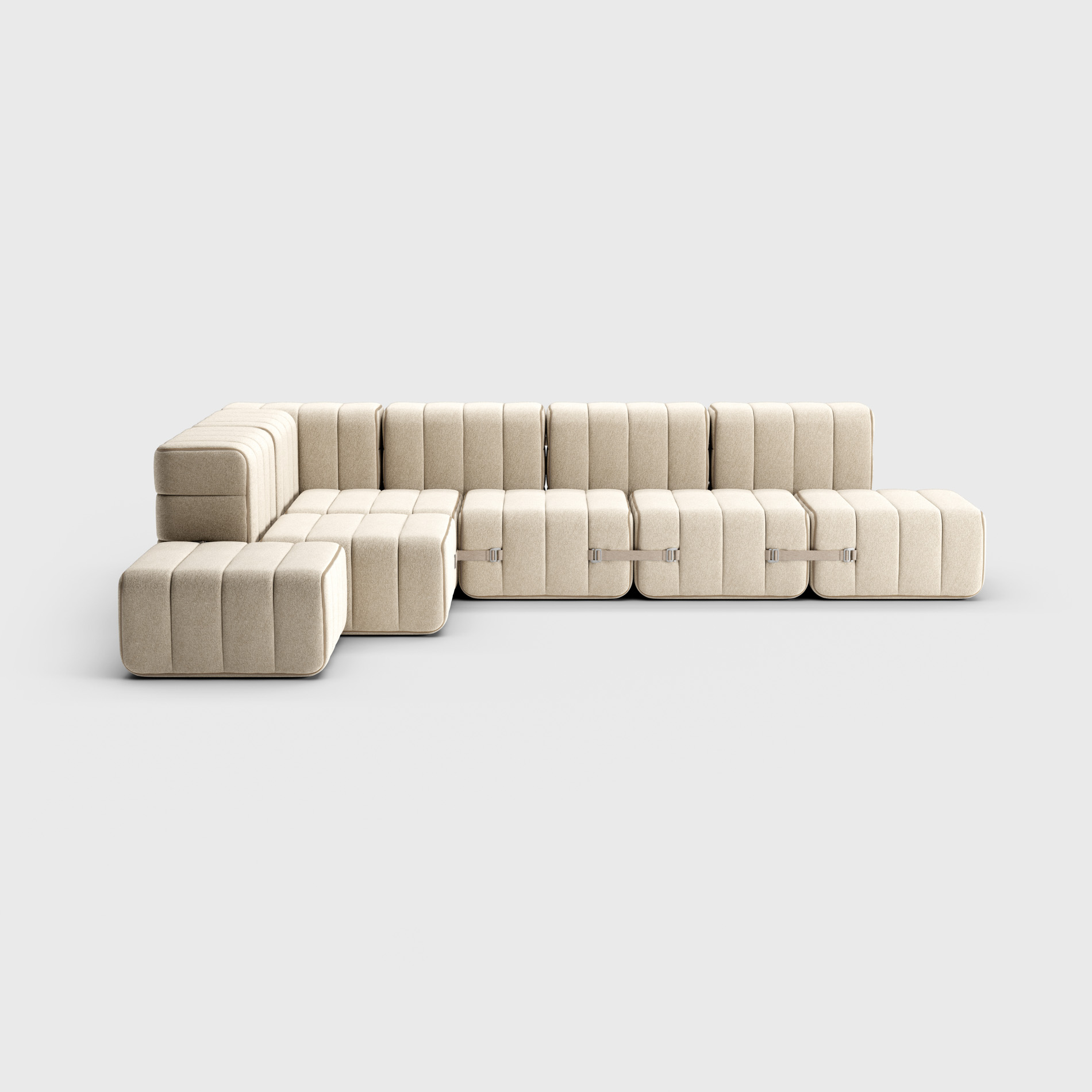 Modulares Ecksofa Curt im Stoff Jet in der Farbe Beige  Front – Set aus 12 Modulen