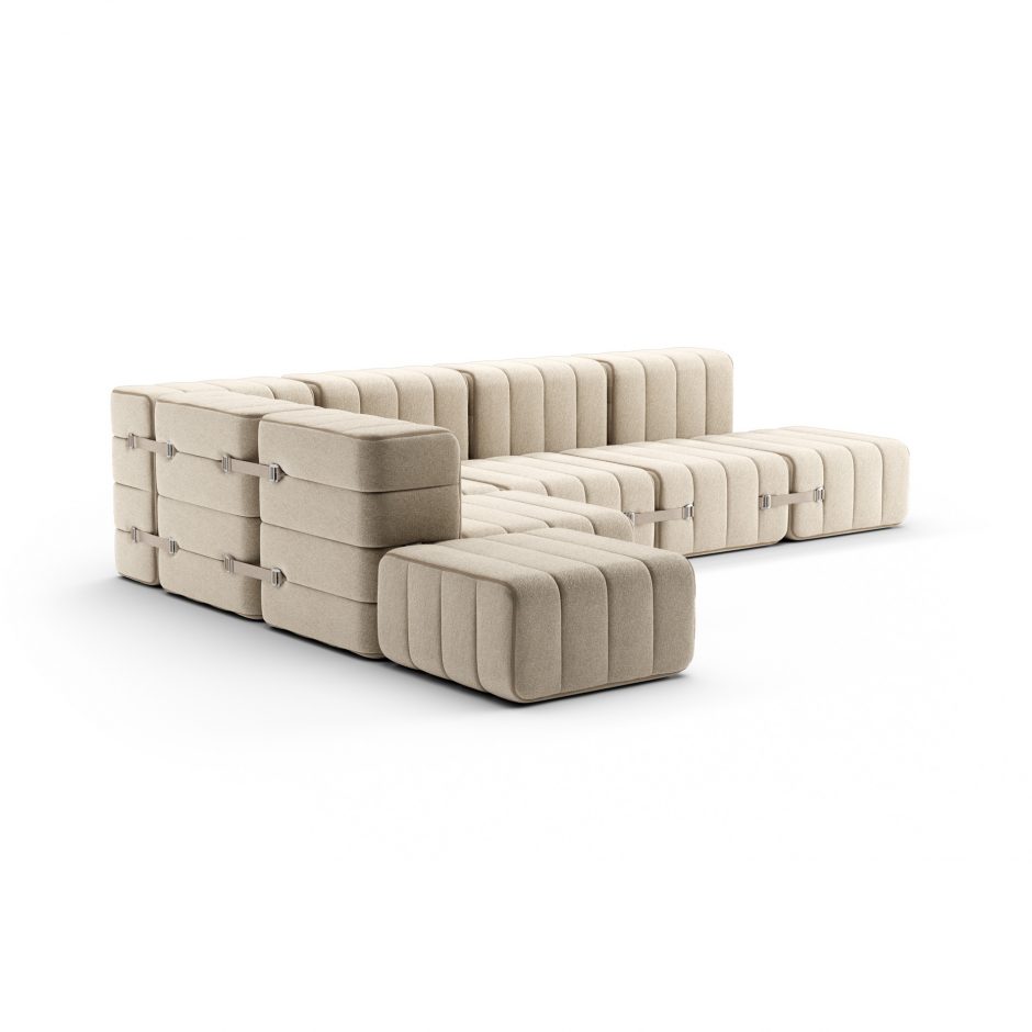 Modulares Ecksofa Curt im Stoff Jet in der Farbe Beige  Side – Set aus 12 Modulen