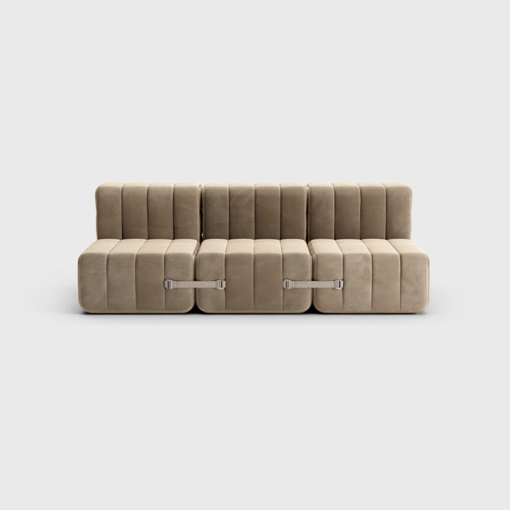 Curt Moldulares Sofa mit Schlaffunktion im Stoff Barcelona in der Farbe Vole  Front – Set aus 6 Modulen