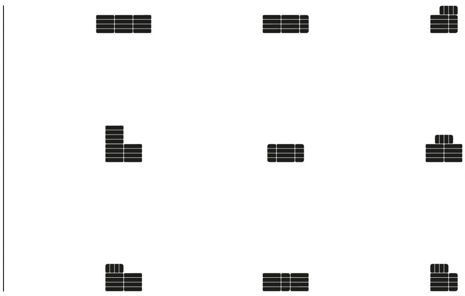 Some configurations of 3 poufs