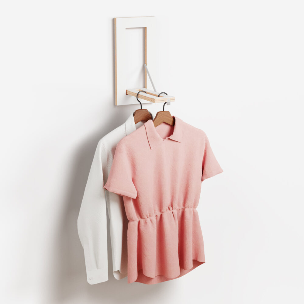 Fläpps clothes rail Hängrail, 20×40×1 white – styled, side view 4
