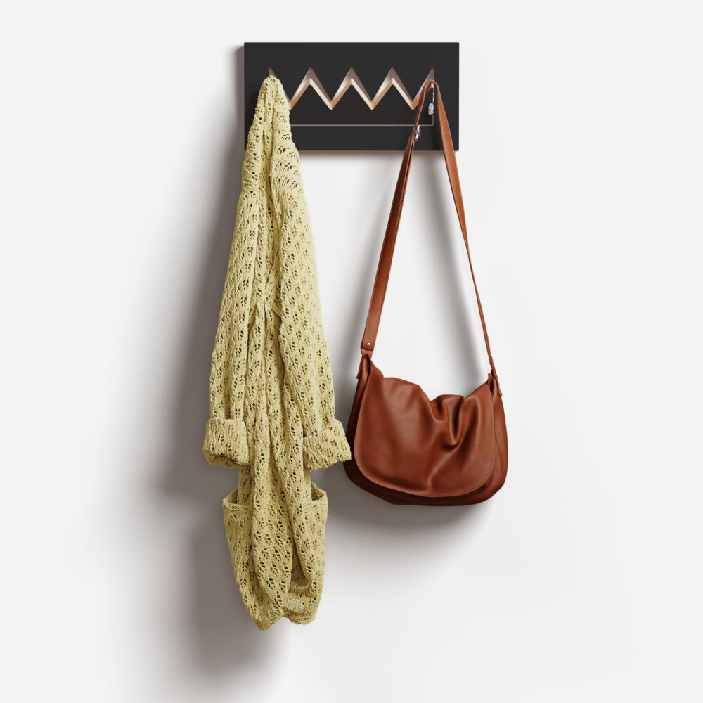 Wall coat rack Crownhäng, 40×20×1 black – detail 4