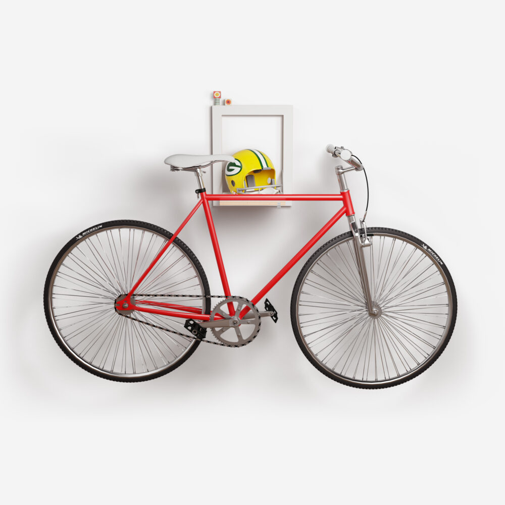 Soporte de bicicleta Velohäng 50×40-1 – decorado, vista frontal