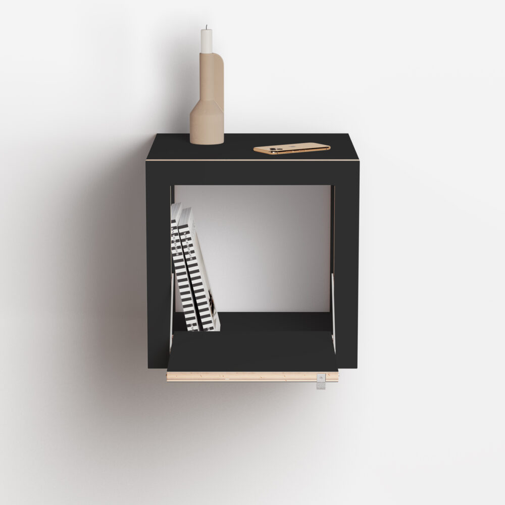 Box bedside table, 40×40×40 – styled, front view