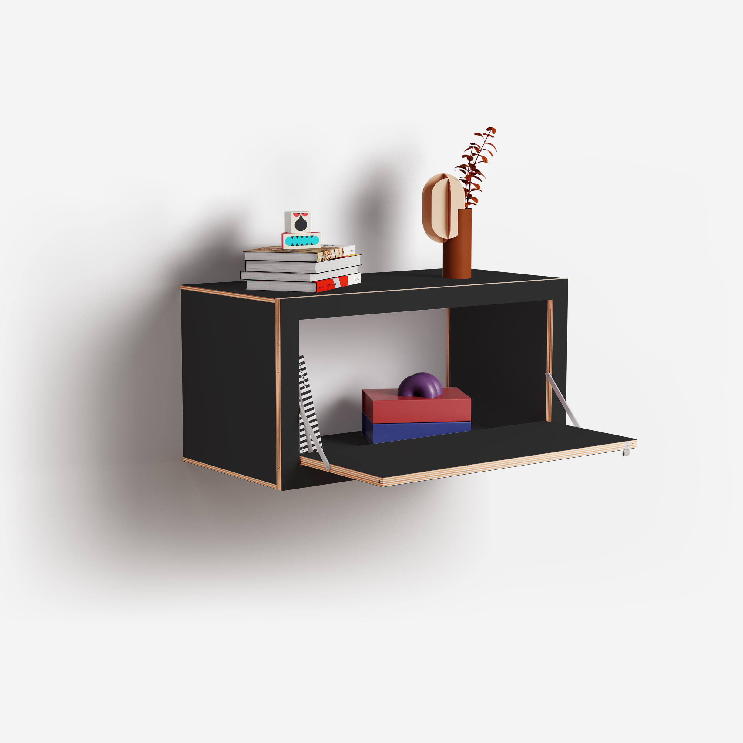 Box Sideboard de pared 80×40×40 – decorado, vista lateral
